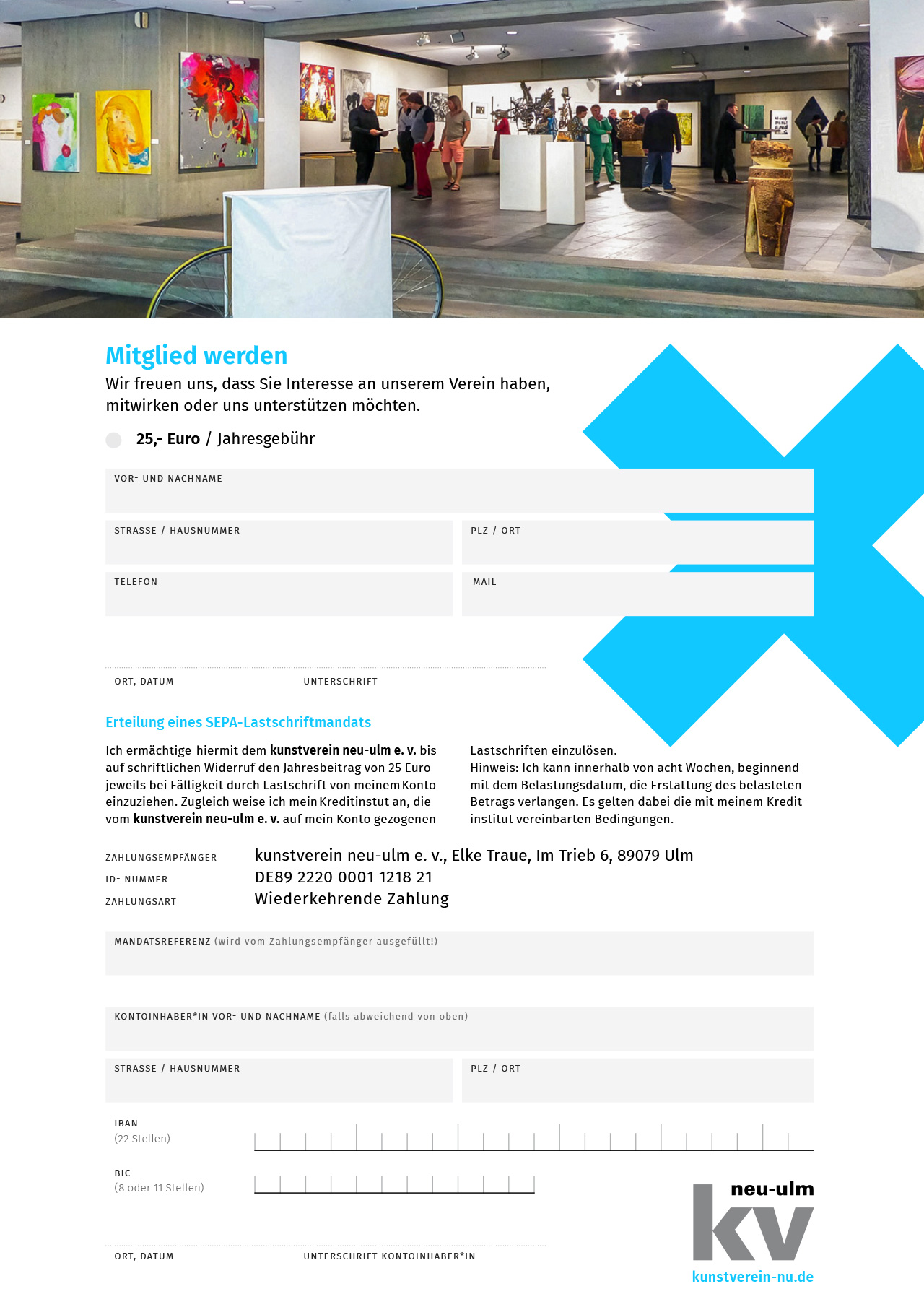 Mitglied werden beim Kunstverein Neu-Ulm, Bild des PDFs mit Link zum downloaden